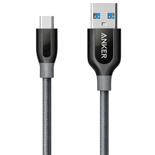 ANKER PowerLine+ USB Type-C to USB 3.0 Charging and Data Cable (0.9m/3ft // Black/Gray // Fast Charger) A8168HA1