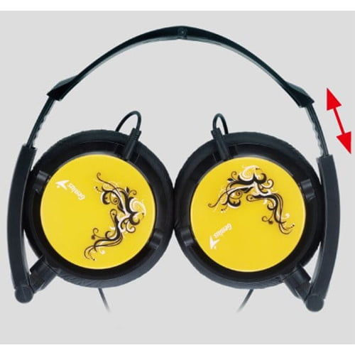 Genius Headsets { Yellow color / foldable / built in MIC / omni directional microphone / 40 mm unit driver } HS - 410F