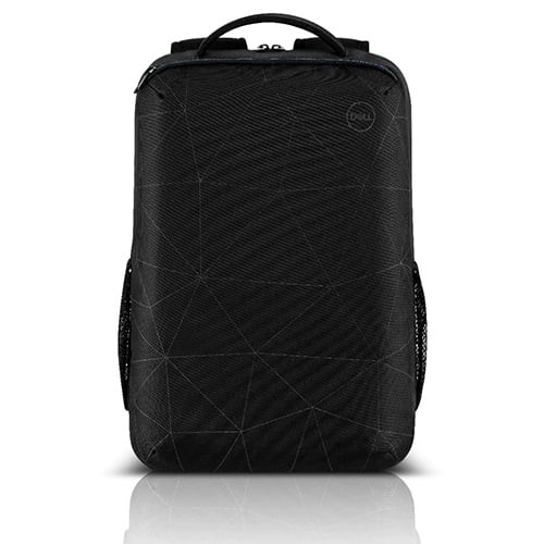 DELL – Essential BackPack 15 – ES1520P  { Water bottle holder // water resistant  // zippered front pocket  // reflective elements // foam padded laptop compartment  // Black reflective printing with bumped up texture } [ CCXDEL5500003 ]