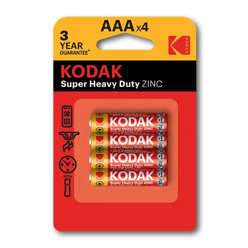 KODAK 4-Batteries AAA Heavy Duty Carbon Zinc Battery [K3AZM]