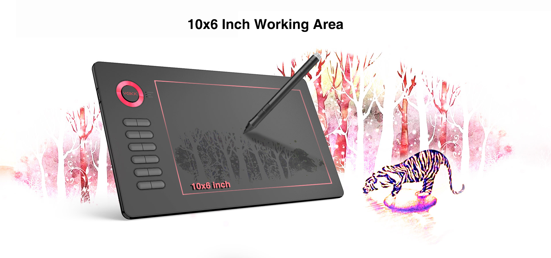 VEIKK Graphic Drawing Tablet A15 Pro (10 x 6) inch Digital Pen Tablet with Battery-Free Passive Stylus with 12 Hotkeys