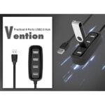Vention 4 ports USB2.0 HUB 1M Black (VAS-J43-B100)