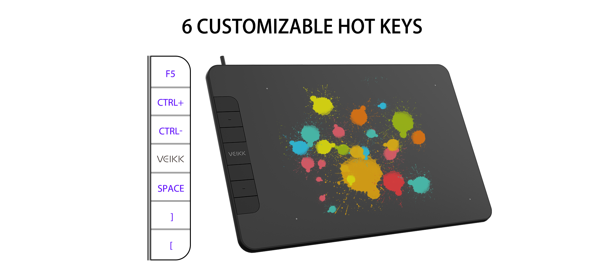 VEIKK Graphic Drawing Tablet VK640 Pen Tablet with Battery-Free Passive Stylus