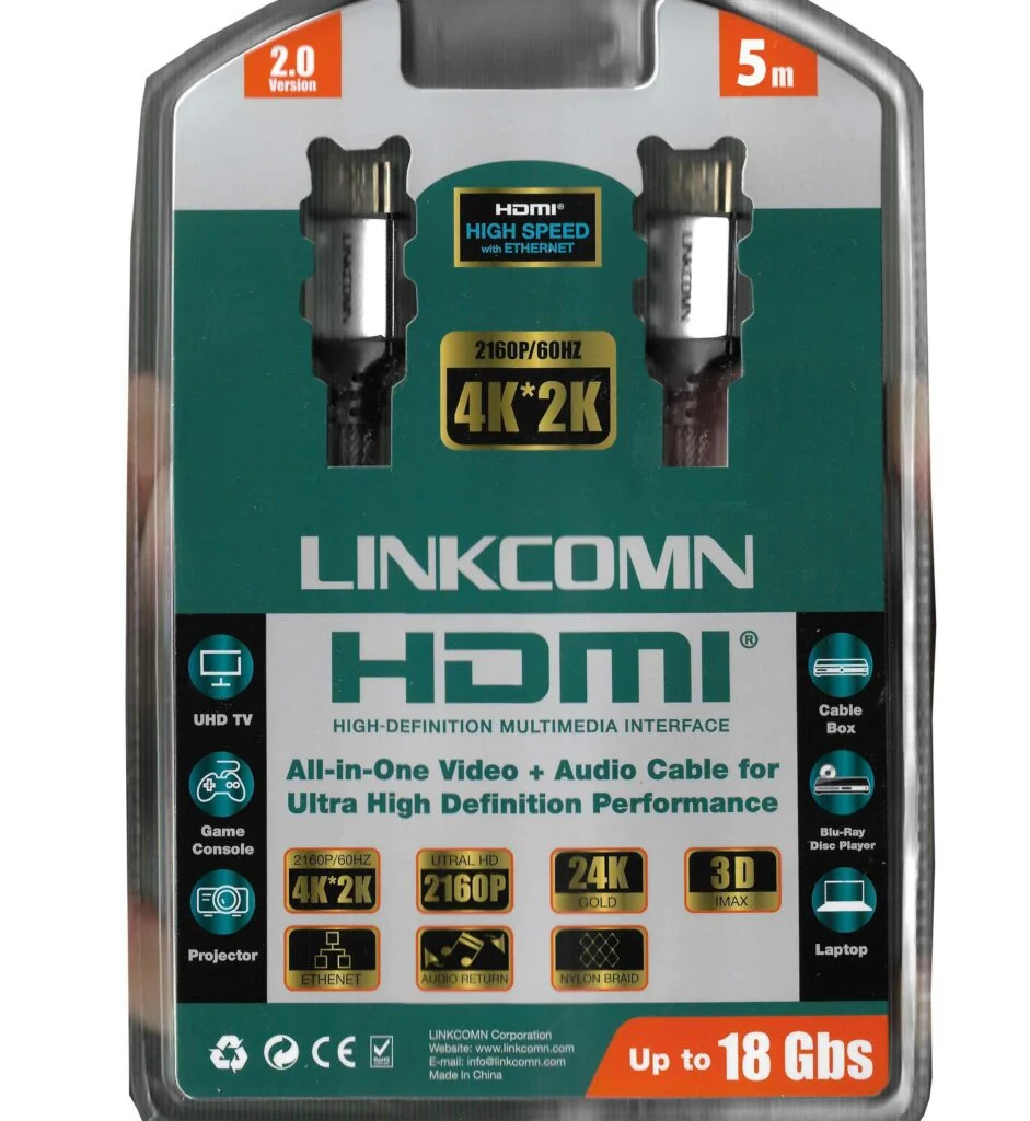 LINKCOMN High Speed HDMI Cable 4k 2160p 2.0 Version up to 18Gbs 5 meter cable length High Speed with ethernet LC-HD805 