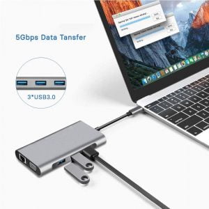 Aluminum Docking Station USB Type-C 10 in 1 / Power Delivery 60W / Multiport USB-C Hub / Space Grey - Image 5