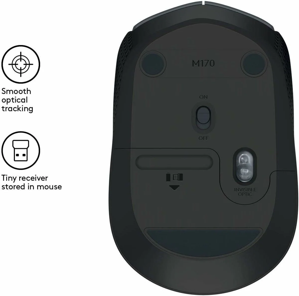 Logitech M170 Wireless Mouse (Dark Grey) {910-004642} - Image 3