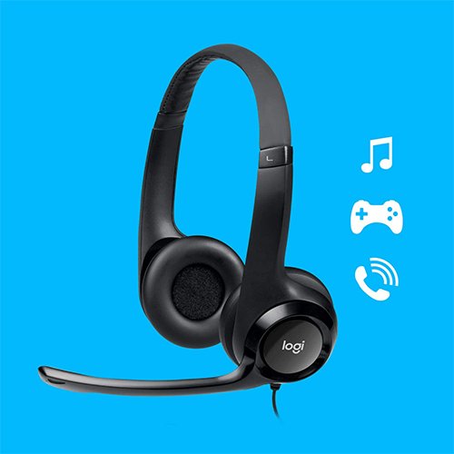 Logitech USB Headset with Noise Cancelling Mic IN-LINE CONTROLS (H390) / Black