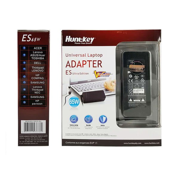 HuntKey Universal Laptop Adapter Ultra Edition 65W 18.5 - 20V 3.42A ​ HKA06519533-8J 