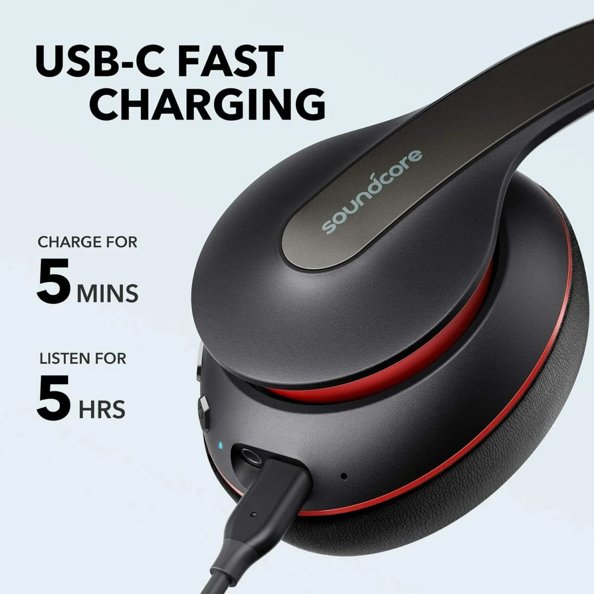 ANKER Soundcore Life Q10 Wireless Headphones Hi-Res Audio/Bluetooth 5.0/USB-C/AUX Mode/Black&Red {A3032H12} - Image 2