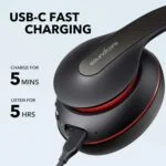 ANKER Soundcore Life Q10 Wireless Headphones Hi-Res Audio/Bluetooth 5.0/USB-C/AUX Mode/Black&Red {A3032H12} - Image 2