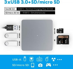 Aluminum Docking Station 11 in 1 USB-C with Power Delivery / Detachable USB-C to USB-C Cable / 11-in-1 USB-C Hub / Space Grey - Image 5
