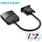 Vention VGA Male to HDMI Female Converter (3.5mm Audio Cable // microUSB Power Cable // 0.15M Black) [ACNBB]