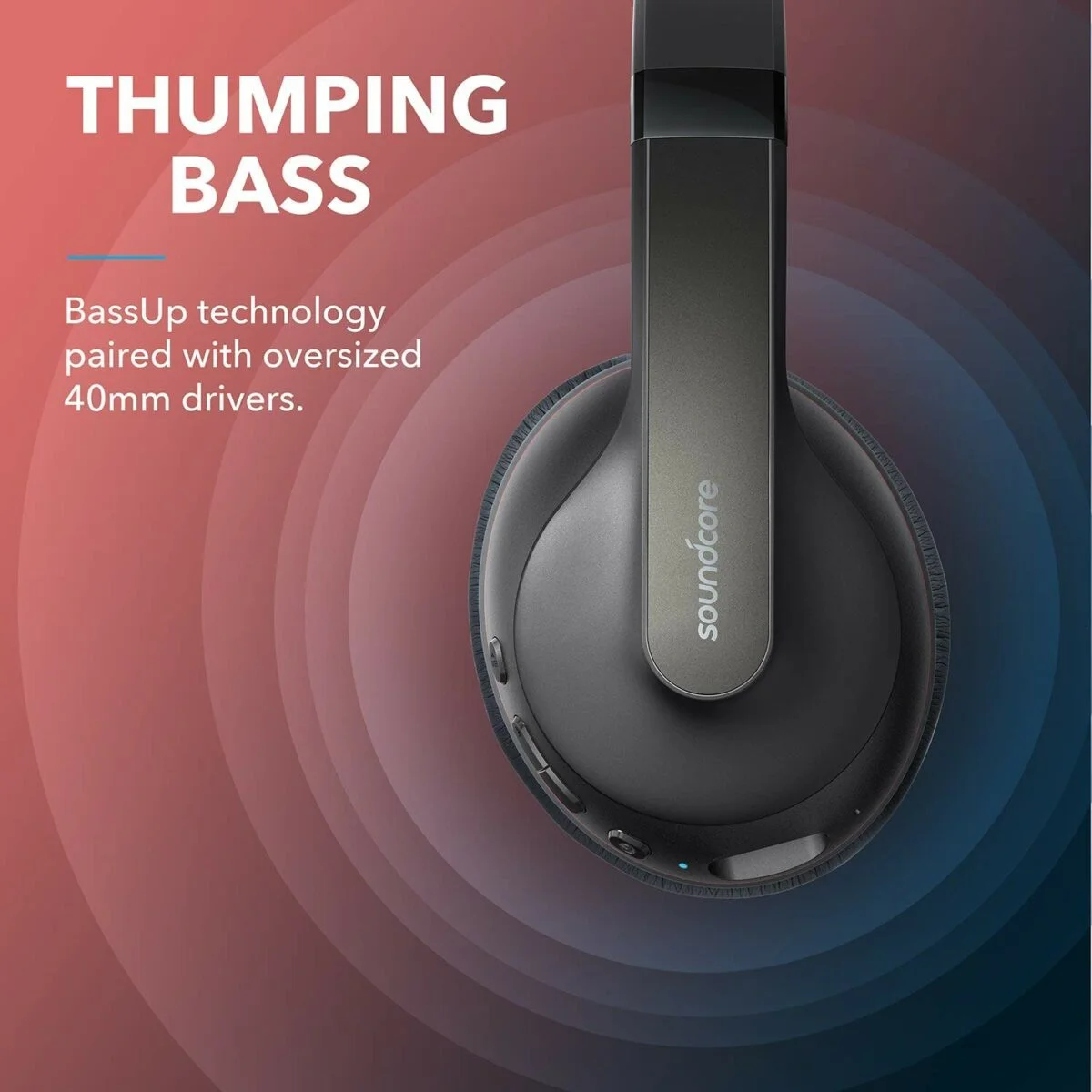ANKER Soundcore Life Q10 Wireless Headphones Hi-Res Audio/Bluetooth 5.0/USB-C/AUX Mode/Black&Red {A3032H12} - Image 3