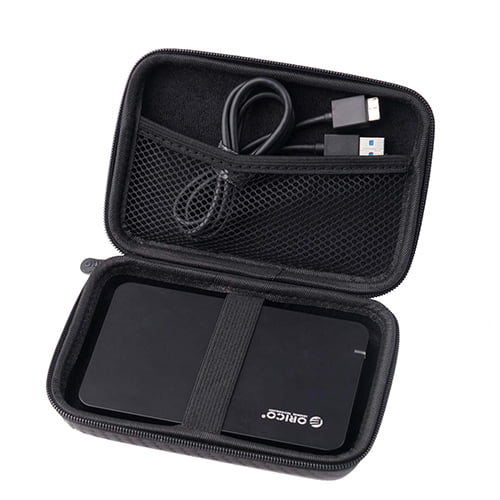ORICO 2.5inch Hard Disk Box Protection Bag Waterproof and Shockproof Package,Multi-Function Digital Accessories Data Cable Charging Treasure Storage Bag-Black - [PHM-25-BK-EP]