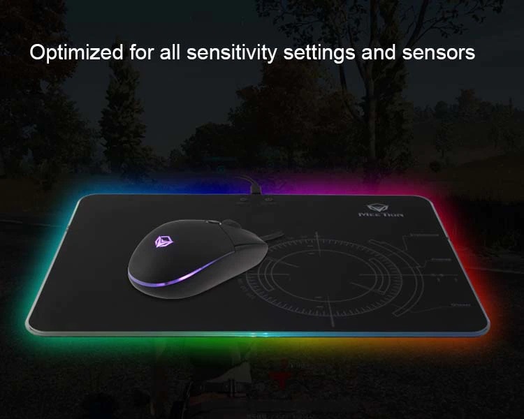 Meetion glowing LED Gaming Mouse Pad Micro textured surface Non Slip rubber base Optimized for all sensitivity settings and sensors MT P010