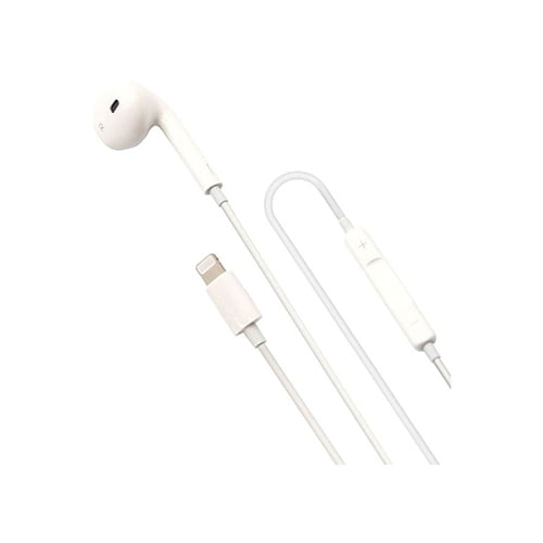 Porodo Soundtec Stereo Mono / Single Earphone Lightning Connector with High-Clarify Mic - White [ PD-LMNEP-WH ]
