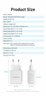 Vention Mobile Phone Charger 3 USB Port Charger Wall Charger EU Adapte - DC5307-W - Image 3
