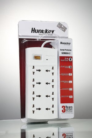 Huntkey Universal PowerStrip PZA801 8 Socket { 2500 watt MAX / 3 meter cable length / ultra wide space outputs / fire resistant plastics ( PC / ABS ) }