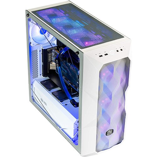 Cooler Master MasterBox TD500 Mesh White Airflow ATX Mid-Tower w/E-ATX Support, Polygonal Mesh Front Panel, Crystalline Tempered Glass & 3 ARGB Fans w/Controller(White) - D500D-WGNN-S01