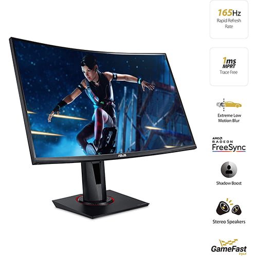 ASUS TUF Gaming VG27VQ 27” Curved Monitor, 1080P Full HD, 165Hz (Supports 144Hz), Freesync, 1ms, Extreme Low Motion Blur, Eye Care, DisplayPort HDMI - [VG27VQ]