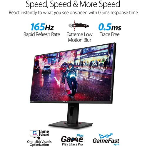Asus VG278QR 27” Gaming Monitor, 1080P Full HD, 165Hz (Supports 144Hz), G-SYNC Compatible, 0.5ms, Extreme Low Motion Blur, Eye Care, DisplayPort HDMI DVI - [VG278QR]