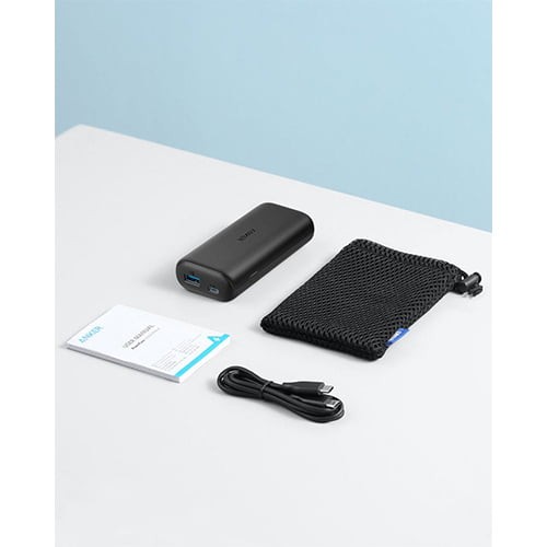 Anker PoewrCore 10000 Power bank Dual USB Output + USB Type-C to USB Type-C Cable PD+PIQ2.0 18W (Dark Grey) {A1236HZ1}