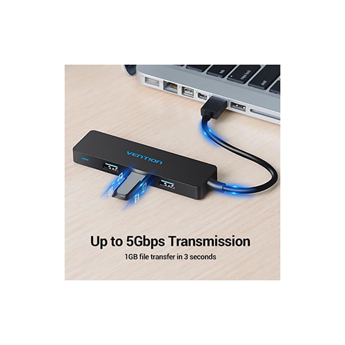 Vention USB3.0 HUB 4 Ports ultra slim 0.15M Black - CHKBB