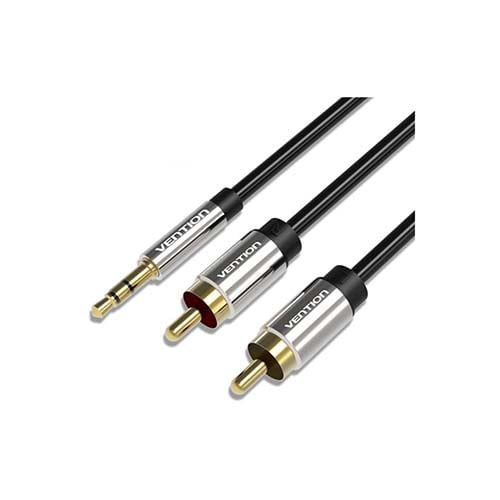 Vention 3.5mm Male to 2RCA Male Audio Cable 1.5M Black Metal Type- [BCFBG]