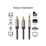 Vention 3.5mm Male to 2RCA Male Audio Cable 1.5M Black Metal Type- [BCFBG]