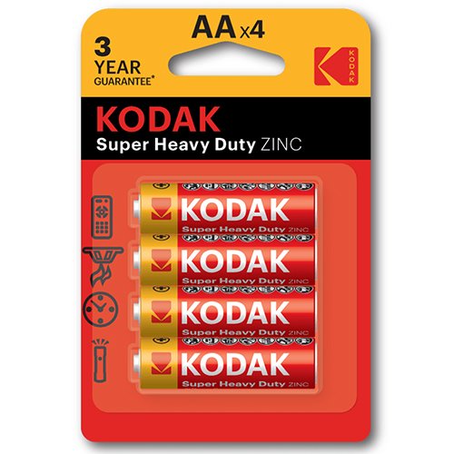 KODAK 4-Batteries AA Heavy Duty Carbon Zinc Battery - KAAHZ