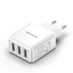 Vention Mobile Phone Charger 3 USB Port Charger Wall Charger EU Adapte - DC5307-W - Image 4