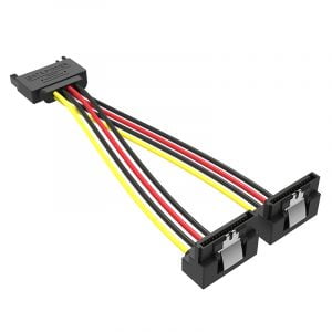 Vention SATA 15P Male to 90° 2*15P Female Power Splitter Cable 0.15M Black - [KDBBB] - Image 3