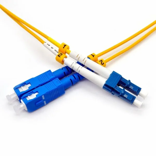 Fiber Cable Single Mode Duplex (SC to LC // Yellow Cable // 3M) - [ SC/UPC-SC/UPC ]