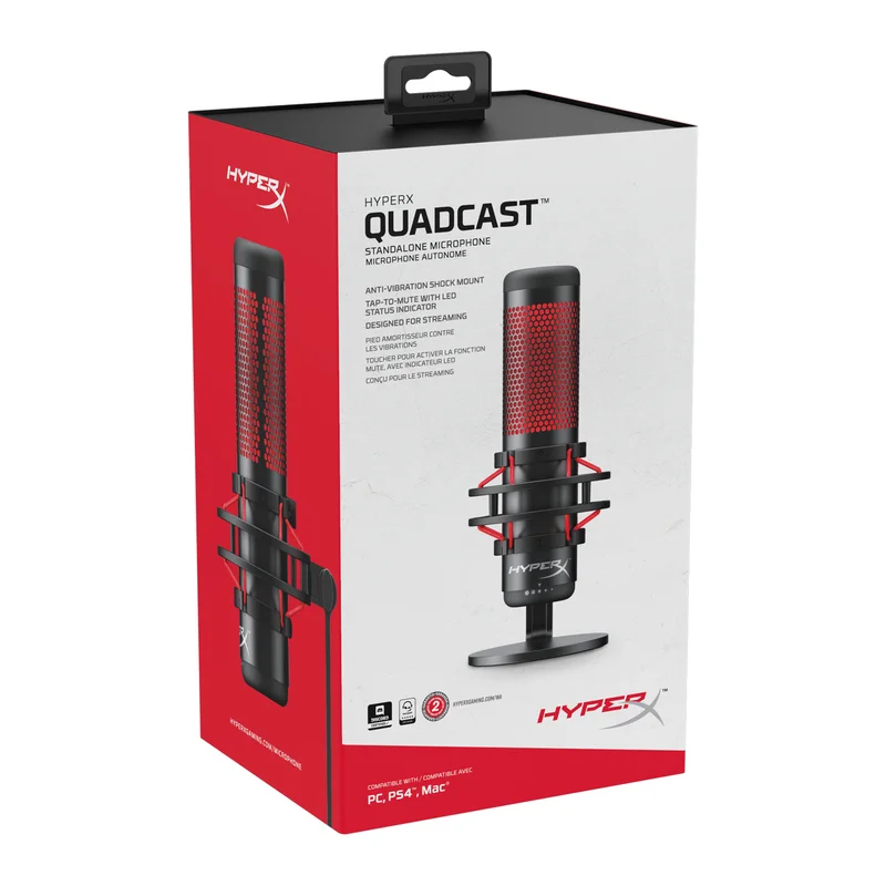 HyperX QuadCast　HX-MICQC-BK HyperX QuadCast S — USB 麥克風（黑-灰） — RGB 燈效(4P5P7AA