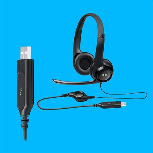 Logitech USB Headset with Noise Cancelling Mic IN-LINE CONTROLS (H390) / Black