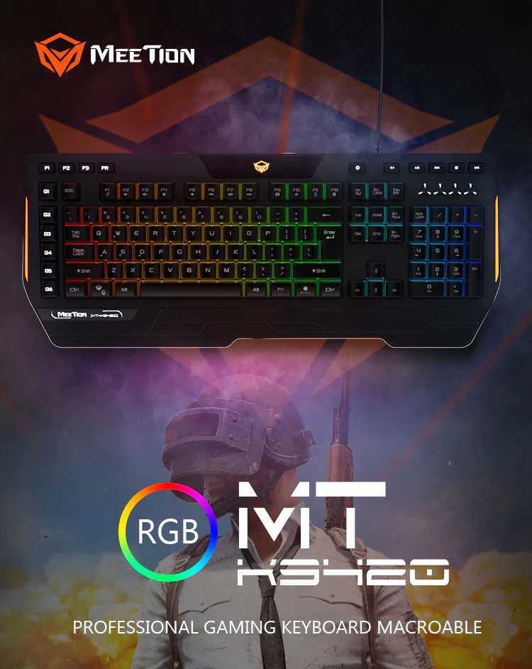 Meetion USB Gaming Keyboard Full color backlight separate macro recording buttons comfortable palm multimedia control buttons MT K9420