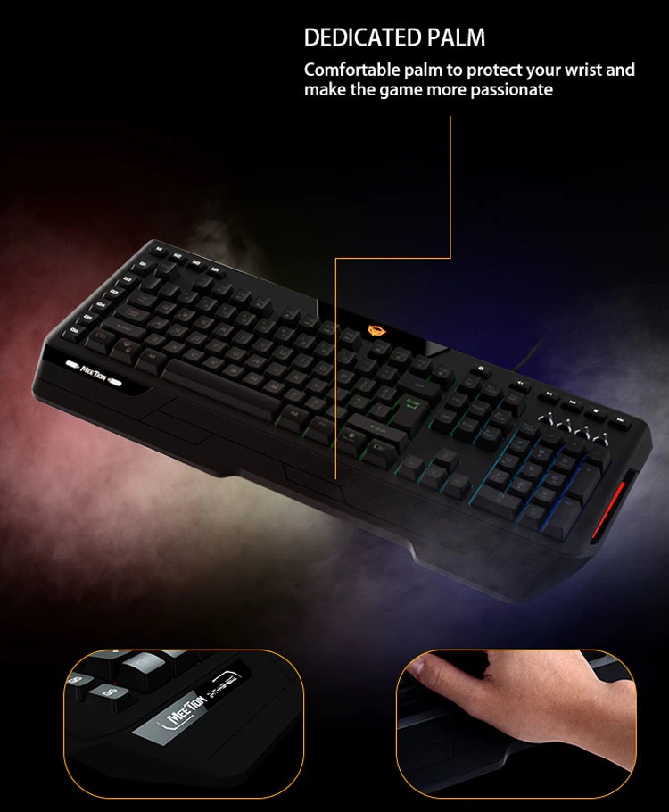 Meetion USB Gaming Keyboard Full color backlight separate macro recording buttons comfortable palm multimedia control buttons MT K9420