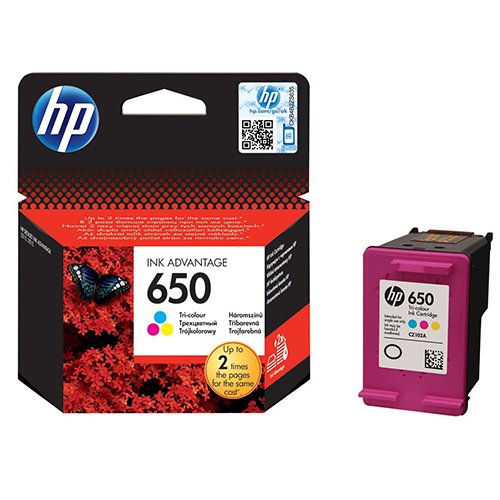 HP 650 Tri-color Original Ink Advantage Cartridge CZ102AE