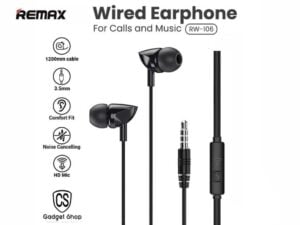 Remax RW-106 Music Earphone With HD Mic In-Ear 3.5mm Jack Wire Earphone Black For iPhone 6s 6 5s 5 Xiaomi Samsung Huawei Earbuds - Image 3
