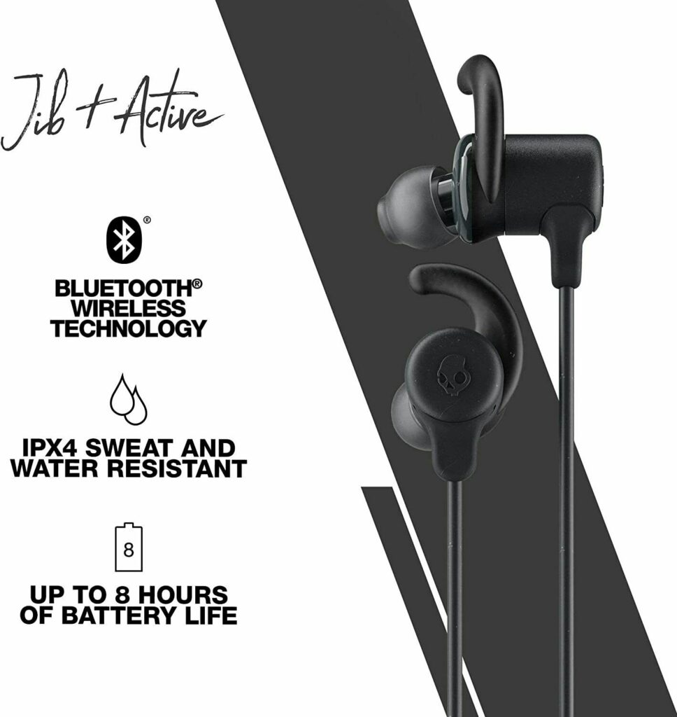 Skullcandy Jib+ Active Wireless Earbuds Black color Bluetooth wireless 8 hours of battery life IPX4 S2JSWM003 