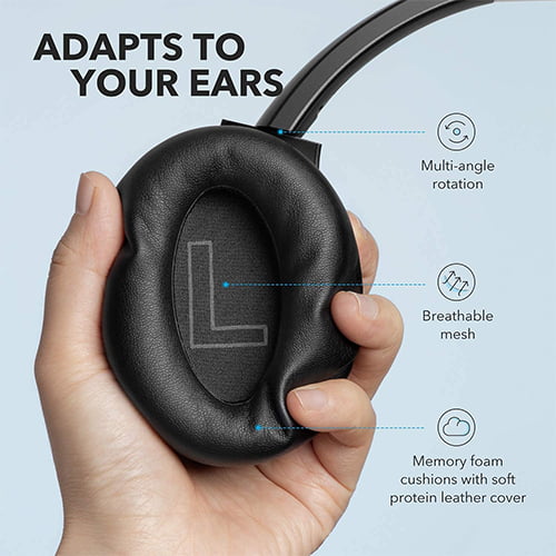 Anker Soundcore Life Q20 Hybrid Active Noise Cancelling Headphones, Wireless Over Ear Bluetooth Headphones, 40H Playtime, Hi-Res Audio, Deep Bass, Memory Foam Ear Cups (black)- A3025H11
