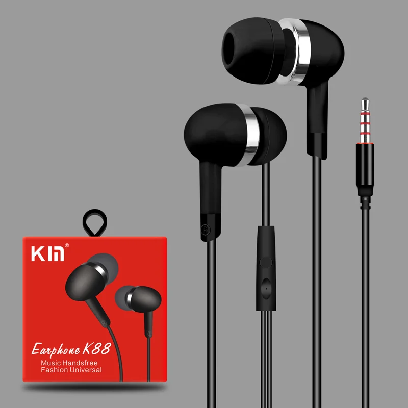 KM - k88 in - ear 3.5mm earphone { 10mm Speaker Size //  130cm Cord Length } - Image 1