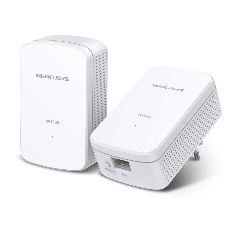 Mercusys MP500 KIT AV1000 Gigabit Powerline Starter Kit { 1000 Mbps High-Speed Transfer Rate // Super-Fast Wired Connection ( gigabit port ) // Plug & Play // Easy Expansion // 4K Streaming } [ MP500 ]
