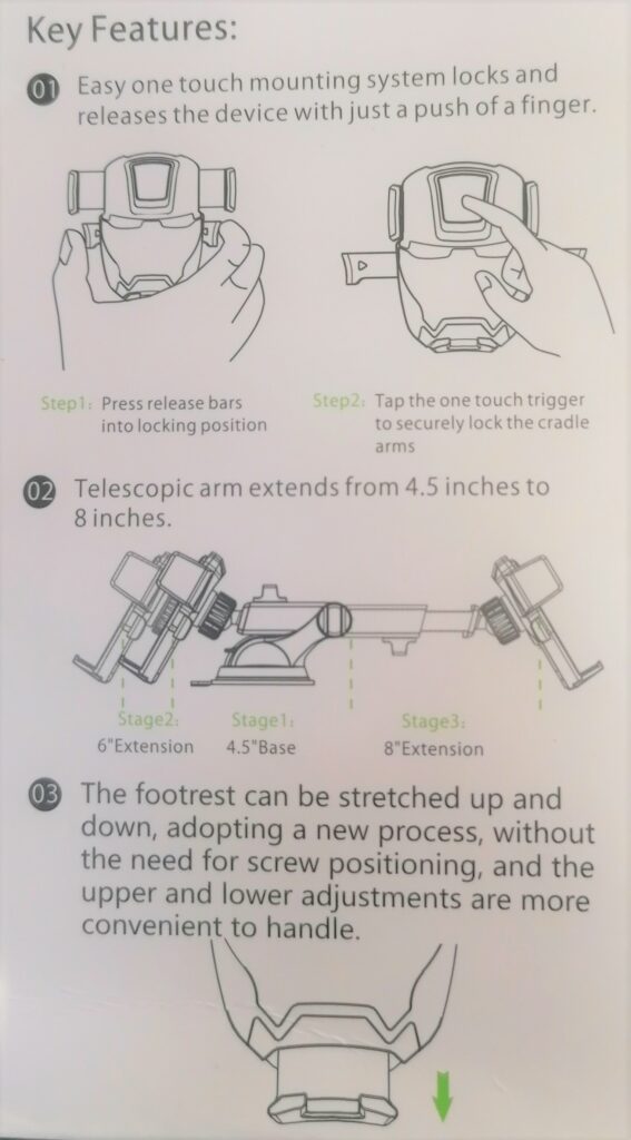 Car holder { 360 rotation // stong and easy suction cup use // suitable for varios types of phones // 8" length of extension // good quailit} 