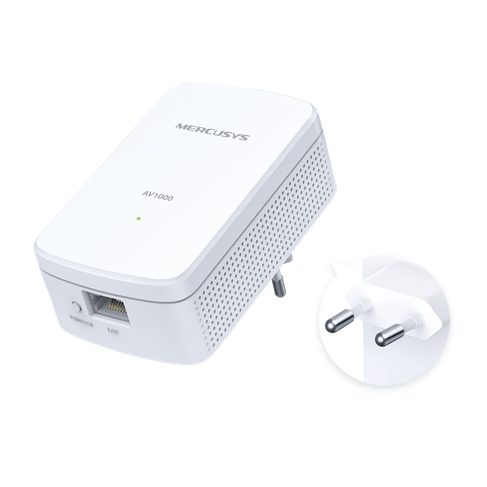 Mercusys MP500 KIT AV1000 Gigabit Powerline Starter Kit { 1000 Mbps High-Speed Transfer Rate // Super-Fast Wired Connection ( gigabit port ) // Plug & Play // Easy Expansion // 4K Streaming } [ MP500 ]