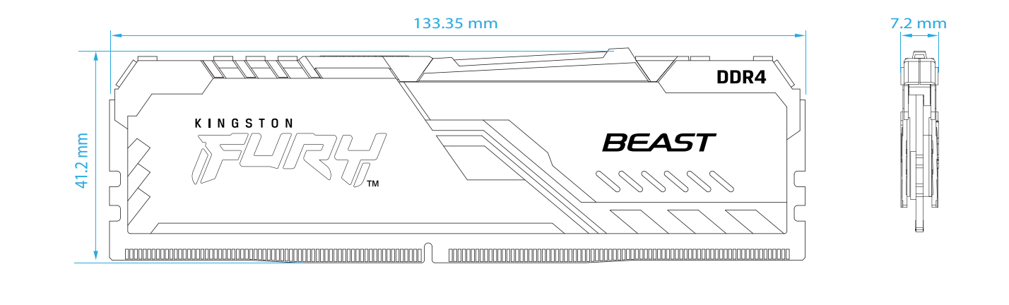 Kingston FURY Beast 8GB DDR4-3600MHz RGB Memory RAM [ KF436C17BBA/8 ]