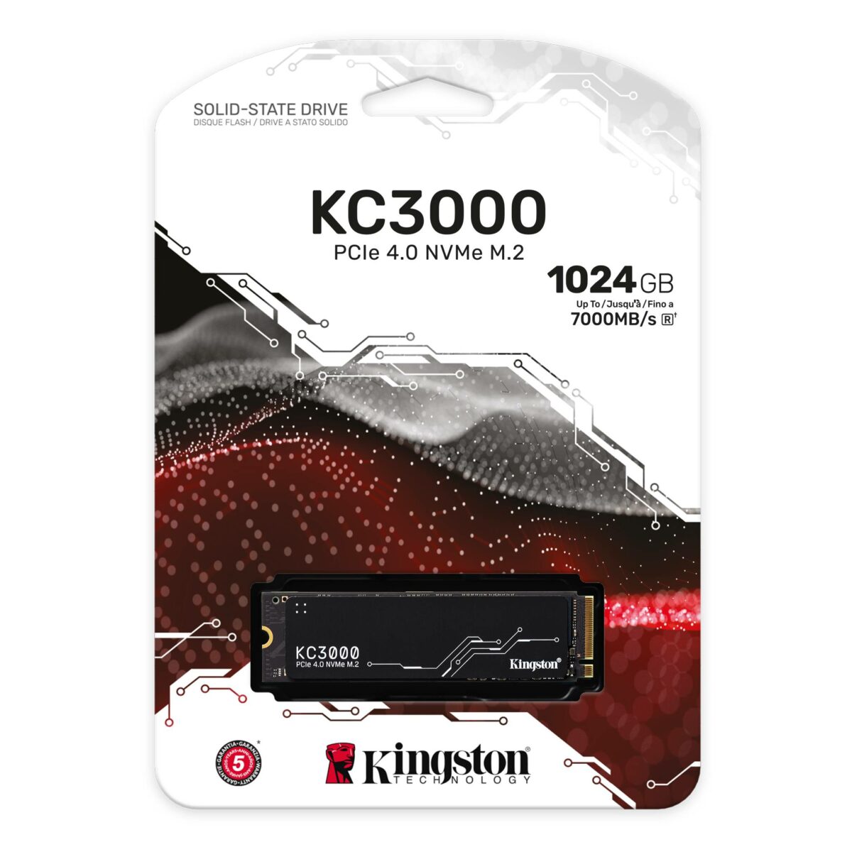 Kingston KC3000 { 1024GB capacity // 7,000MB/s Read // 6,000MB/s Write // PCIe 4.0 NVMe M.2 SSD // 2280 form factor } [ SKC3000S/1024G ] - Image 2