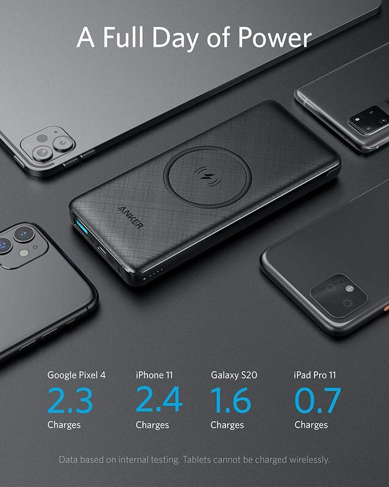 Anker - Power Core III Fast charging power bank qi wireless charging 10 W max 18 W USB C input and output port 18 W USB A Port Power IQ 3 premium texture pad A1617H11
