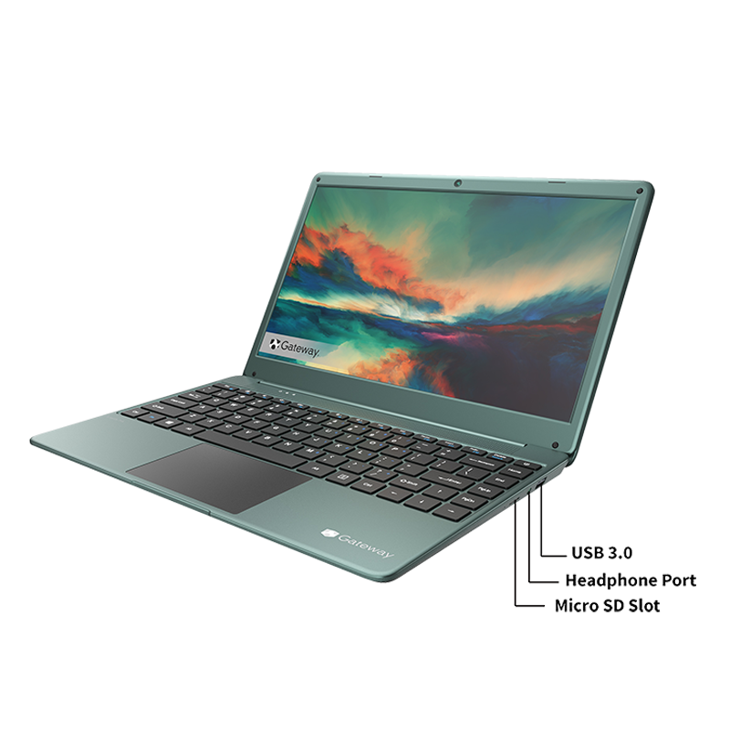 Gateway Ultra Slim Notebook Core i3 1115G4 14.1 ” FHD LCD IPS 4 GB memory RAM 128 GB M.2 SSD storage and NVMe supported Built-in Fingerprint windows 10 green color GWTN1416GR