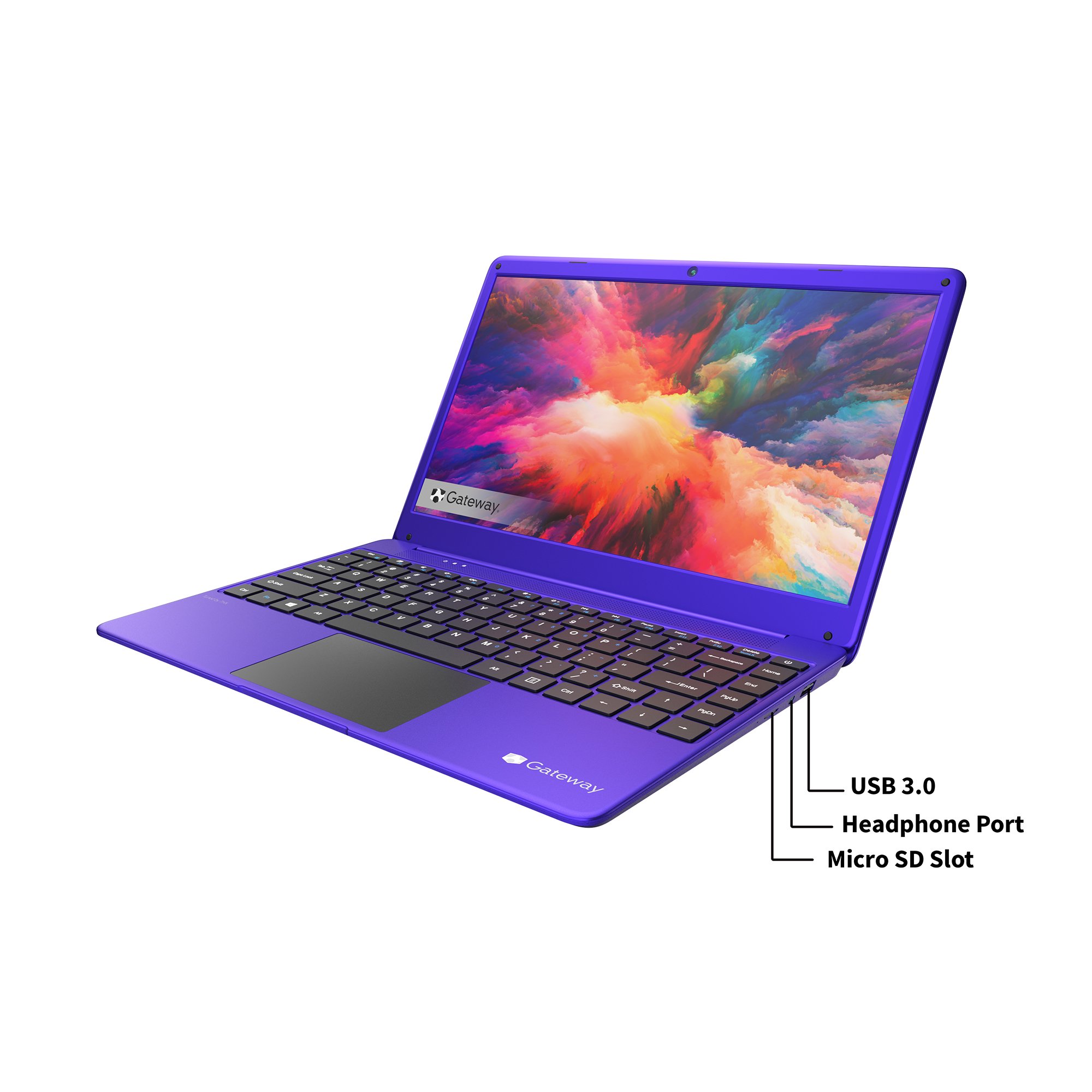 Gateway Ultra Slim Notebook Core i3 1115G4 14.1 ” FHD LCD IPS 4 GB memory RAM 128 GB M.2 SSD storage and NVMe supported Built-in Fingerprint windows 10 purple color GWTN1416pR